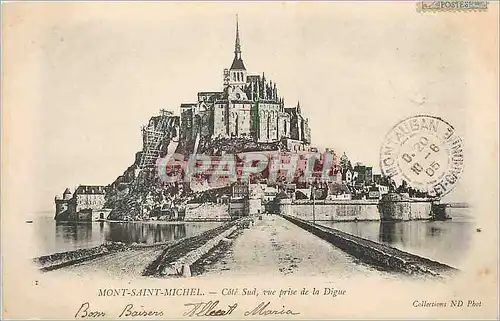 Cartes postales Le Mont Saint Michel Cote Sud vue prise de la Digue