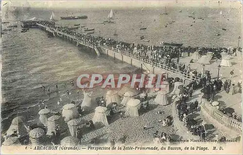 Cartes postales Arcachon (Gironde) Perspective de la Jetee Promenade du Bassin de la Plage