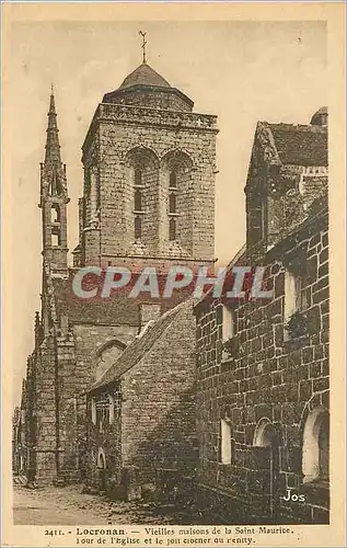 Cartes postales Locronan vieilles maisons de la saint maurice tour de l eglise et le jon clocher au renity