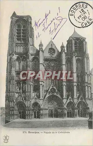 Cartes postales Bourges facade de la cathedrale