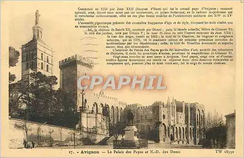 Cartes postales Avignon le palais des papes et n d des doms