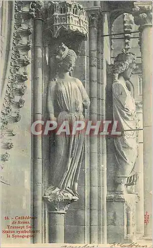 Ansichtskarte AK Cathedrale de reims transept sud statue symbolisant la synagogue