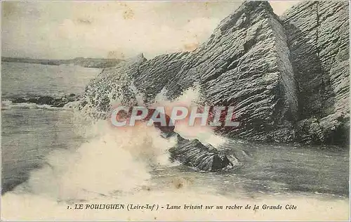 Cartes postales Le pouliguen (loire inf) lame brisant sur un rocher de la grande cote