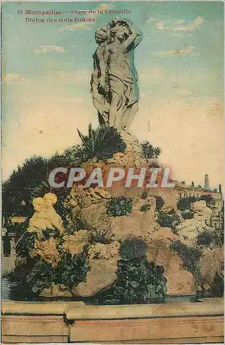 Cartes postales Montpellier place de la comedie statue des trois graces