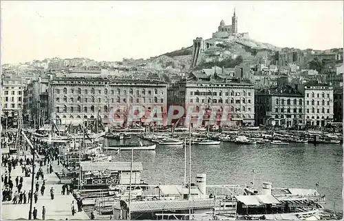 Cartes postales moderne Marseille (b du r) 618 le quai des belges et notre dame de la garde Bateaux