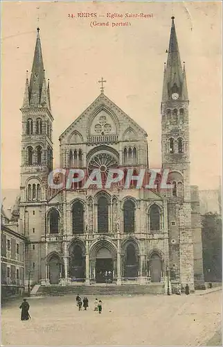 Cartes postales Reims eglise saint remi (grand portail)