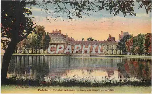Cartes postales Palais de fontainebleau etang aux carpes et le palais