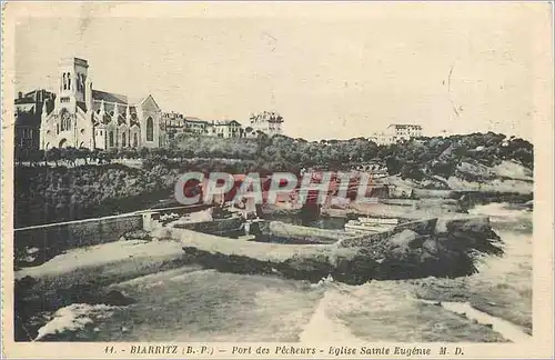 Cartes postales Biarritz (b p) port des pecheurs eglise sainte eugene