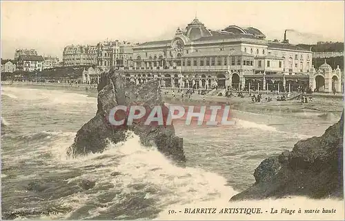 Cartes postales Biarritz artistique la plage a maree haute