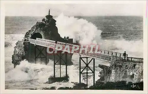 Moderne Karte Biarritz la tempete au rocher de la vierge