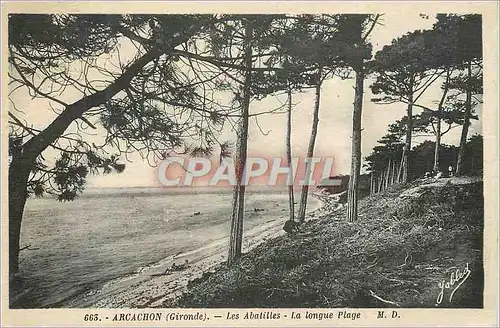 Ansichtskarte AK Arcachon (gironde) les abatilles la longue plage