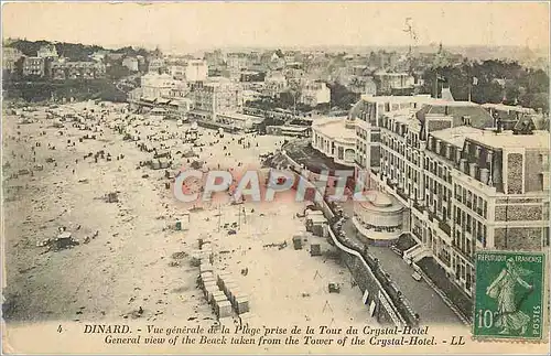 Cartes postales Dinard vue generale de la plage prise de la tour du crystal hotel
