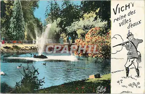 Moderne Karte Vichy (allier) le lac et les cygnes Chasse Chasseur