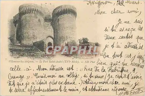 Cartes postales Villeneuve les avignon le fort andre (xvi siecle) (carte 1900)