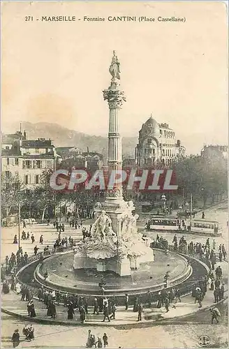 Ansichtskarte AK Marseille fontaine cantin (place castellane) Tramway