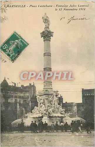 Ansichtskarte AK Marseille place castellane fontaine jules cantin le 12 novembre 1911