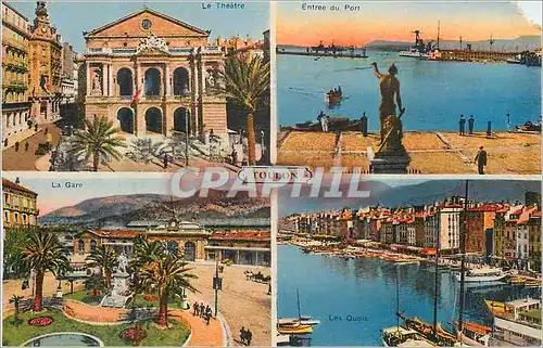 Cartes postales Toulon la gare les quais Entree du port