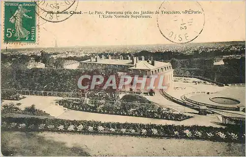 Cartes postales Saint cloud le parc panoramique pris des jardins du trocadero vers paris l ecole normale superie