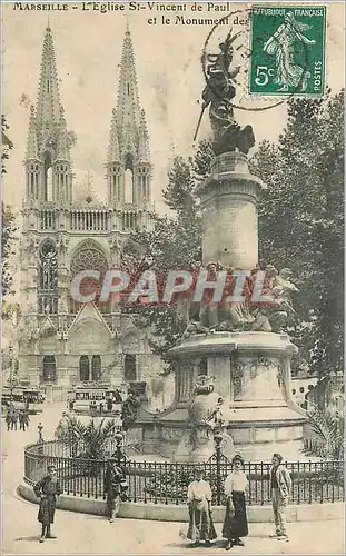 Cartes postales Marseille l eglise st vincent de paul et le monument