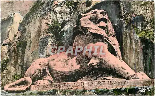 Moderne Karte Belfort le lion hauteur 11m longueur 22 m oeuvre de bartholdi