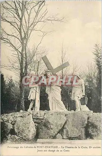 Cartes postales Pelerinage du calvaire de pont chateau le chemin de la croix iie station jesus est charge de sa