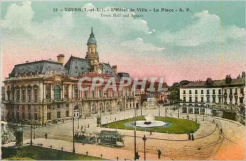 Ansichtskarte AK Tours (i et l) l hotel de ville la place a p Tramway