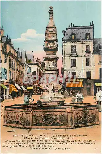 Cartes postales Tours (i et l) fontaine de beaune (place du grand marche)
