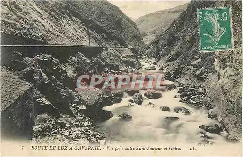Cartes postales Route de luz a gavarnie vue prise entre saint sauveur et gedre