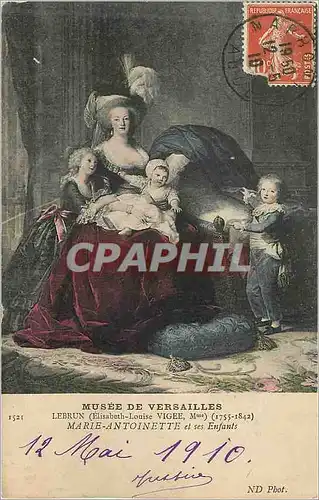 Cartes postales Musee de versailles 1521 lebrun (elisabeth louis vigee mme) (1755 1842) marie antoinette et ses