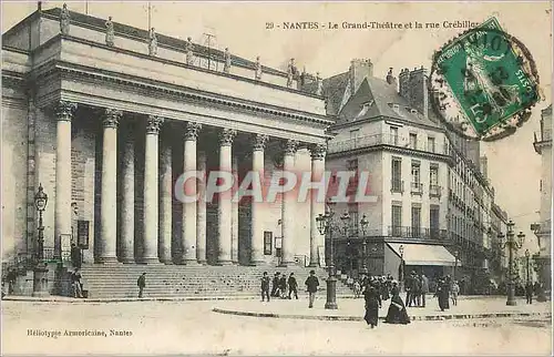Cartes postales Nantes le grand theatre et la rue grebillon