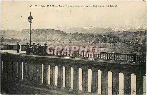 Cartes postales Pau les pyrenees vues du square st martin