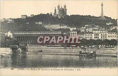 Cartes postales Lyon le palais de justice et le coteau de fourviere