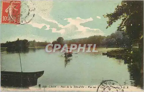 Cartes postales Lyon parc de la tete d or vue sur le lac le passeur