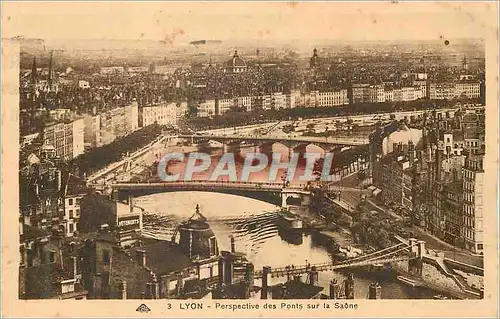 Cartes postales Lyon perspective des ponts sur la saone