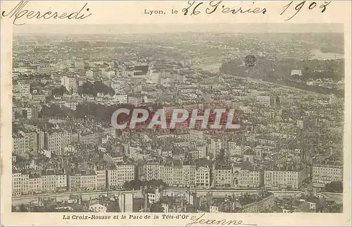 Cartes postales Lyon la croix rousse et le parc de la tete d or