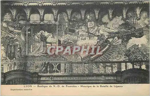 Cartes postales Lyon basilique de n d de fourviere mosaique de la bataille de lepante