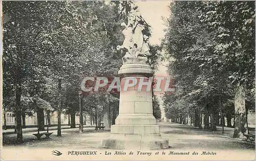 Cartes postales Perigueux les allees de tourny et le monument des mobiles