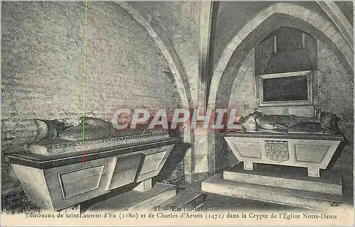 Cartes postales Eu (s int) tombeaus de saint laurent d eu (1180) et de charles d artois (1471)