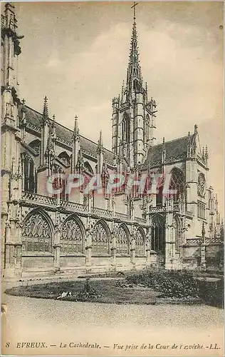 Cartes postales Evreux la cathedrale vue prise de la cour de l eveche