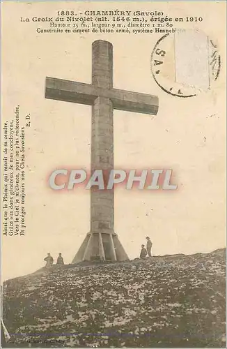 Cartes postales Chambery (savoie) la croix du nivolet (alt 1546m) erigee en 1910