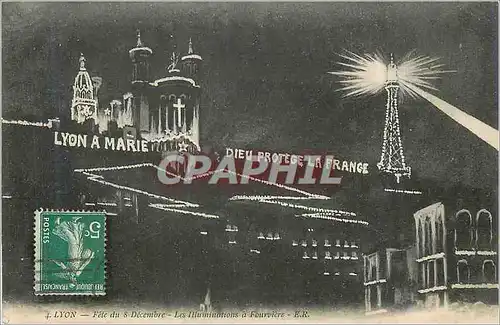 Cartes postales Lyon fete du 8 decembre les illuminations a fourviere