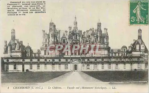 Cartes postales Chambord (l et c) le chateau facade sud (monument historique)