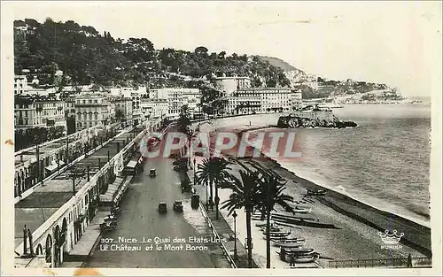 Cartes postales moderne Nice le quai des etats unis le chateau et le mont boron