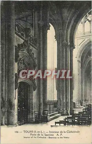 Cartes postales Tours (i et l) interieur de la cathedrale porte de la sacristie