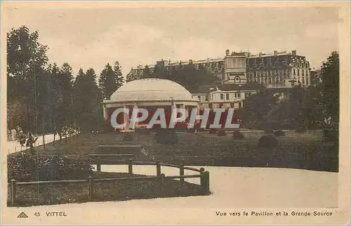Cartes postales Vittel vue vers le pavillon et la grande source