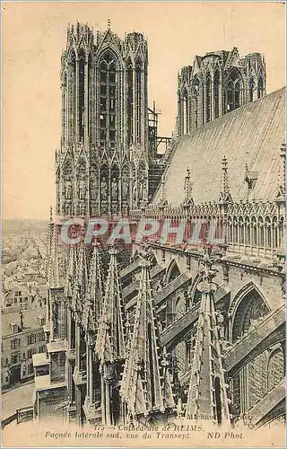 Cartes postales Cathedrale de reims facade laterale sud vue du transept