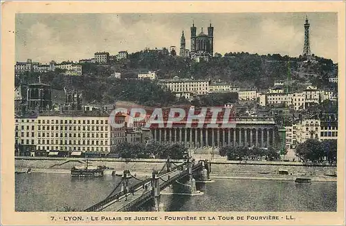 Cartes postales Lyon le palais de justice fourviere et la tour de fourviere