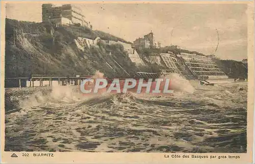 Cartes postales Biarritz la cote des basques par gros temps