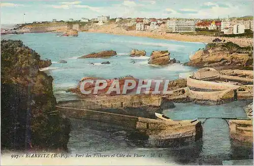 Cartes postales Biarritz (b p) port des pecbeurs et cote du phare