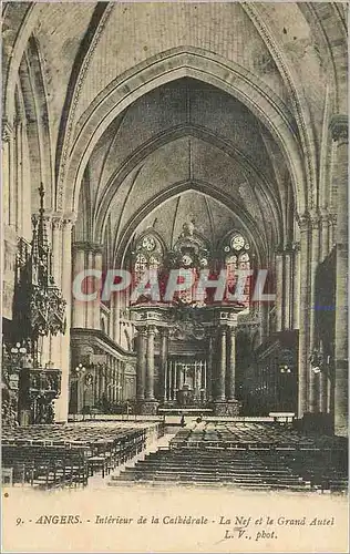 Cartes postales Angers interieur de la cathedrale la nef et le grand autel